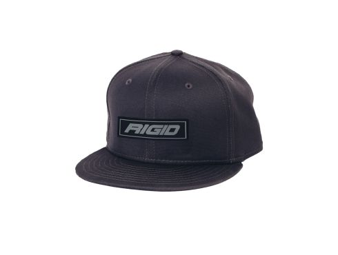 1032 - Front View of Grey Flat Bill Hat with a Rigid Patch