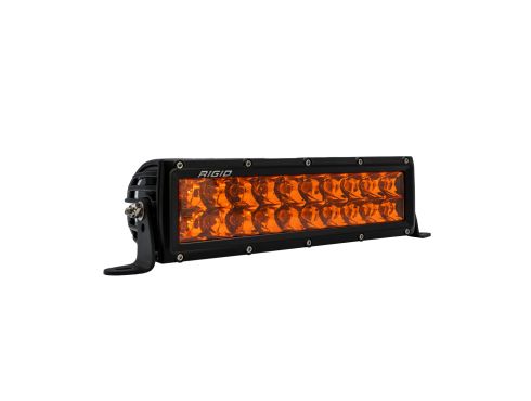 Photo of a black 10 Inch E-Series light bar with spot optics and an Amber PRO Lens