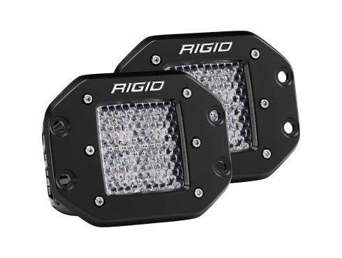Photo of a pair of Rigid's black flush mount D-Series light pods with diffused Lenses