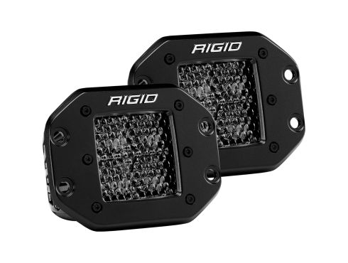 Photo of a pair of Rigid's black flush mounted Midnight Edition D-Series light pods with diffused lenses