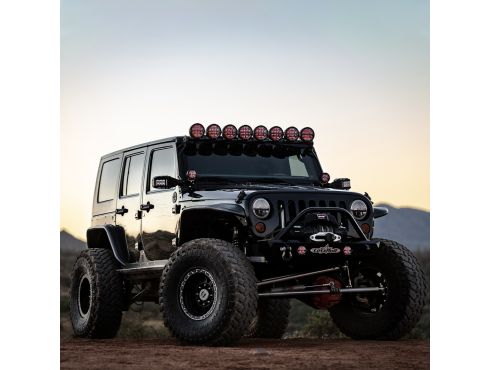 Photo of a pair of Rigid's 6 Inch 360-Series Pod Lights with Spot Optics and Blue Backlights