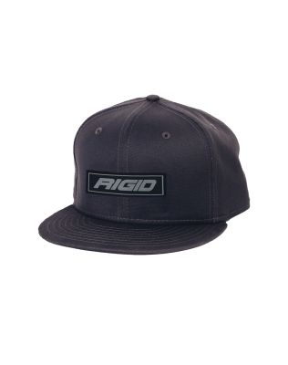 1032 - Front View of Grey Flat Bill Hat with a Rigid Patch