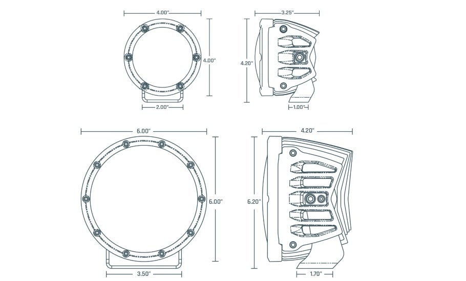 RIGID 360 Series Light Dimensions