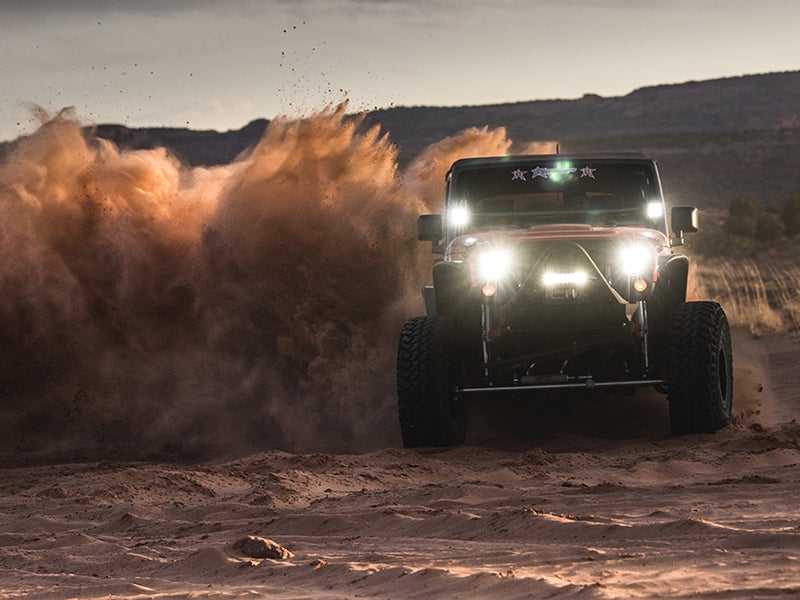 Jeep with Rigid Lights Driving Off-road