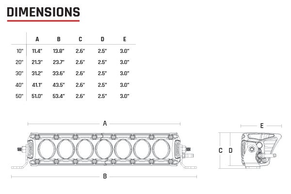 Revolve Light Bar dimensions diagram