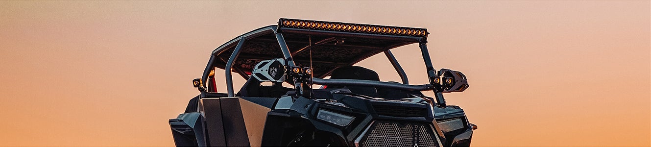 Close-up of UTV with RIGID lights